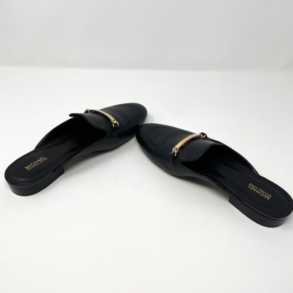 Michael Kors Nadia Leather Slide Loafer Mules Shoes Black Sz 9 - Picture 6 of 8